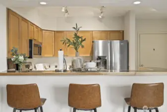 Bar seats are great for busy mornings with breakfast on the go, or for sitting to watch the chef at work.