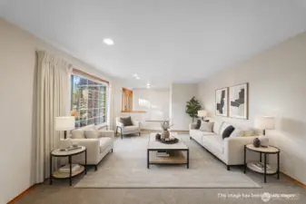 Virtually staged living room from another angle