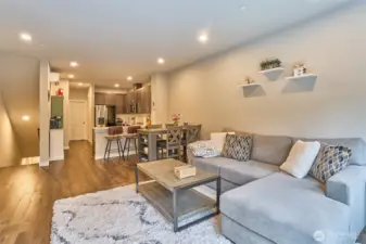 Open concept area, great for entertaining. Gorgeous finishes!