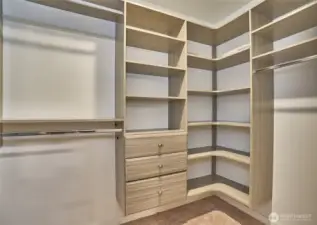 Master bedroom installed closet system