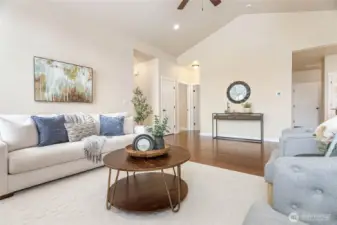 Bedrooms down hall on left, garage & utility room on right behind kitchen