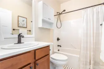 Full bathroom near 2nd bedroom with ceramic tile flooring again