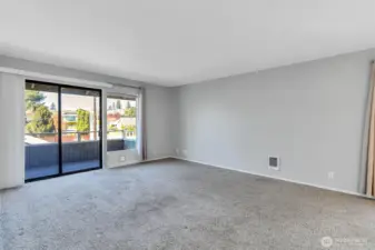 Living room and deck.