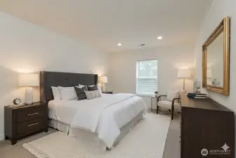 Virtually staged primary bedroom