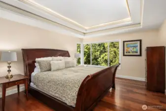 This beautiful primary suite is calling your name. Imagine relaxing here after a long day, either in the morning, evening or afternoon.