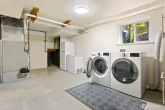 Lower level laundry room and storage area.