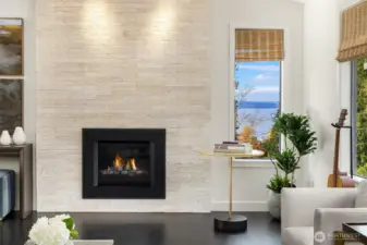 Gas Fireplace in Living Room with Views