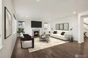 Great room- virtually staged