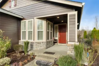 Covered entry is perfect for company and delivered packages - both. But no porch pirates here! Neighbors truly care for each other and keep “eyes” out for people, pets and property (alike)