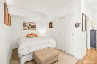 Studio bedroom offers a nice sized closet for your personal storage.