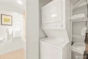 Convenient in unit stackable washer and dryer.