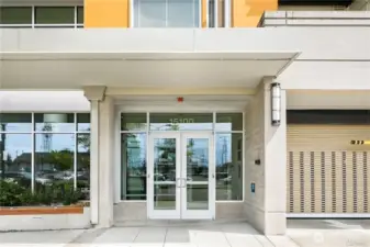 Front lobby entrance to condominium complex.