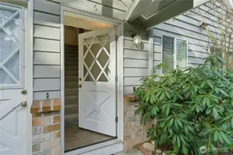 Rare private entry off of the garden courtyard.