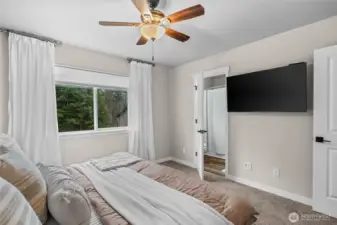 primary bedroom. TV conveys