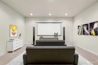 An extra finished room perfect for a home theater featured here, or perhaps a dream sewing/quilting room, or awesome pool table?!