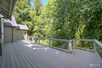 Wrap around deck offers shade at certain times of day and tranquility always.