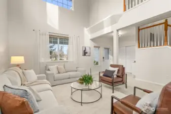 Soaring ceilings and open concept floor plan.