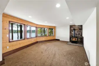 Downstairs bonus room w/wood buring stove