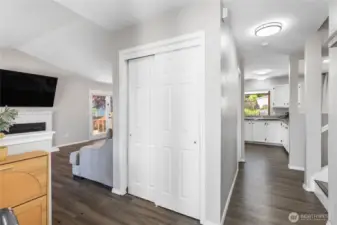 Spacious entry way with coat closet
