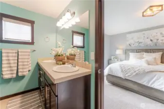 Primary bedroom and primary bath
