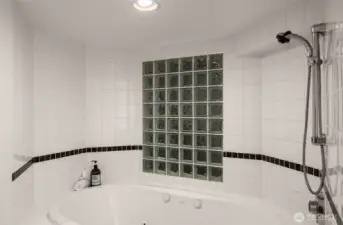 Lower level jetted tub.