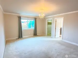 Spacious primary bedroom with walk-in closet and ensuite full bath.