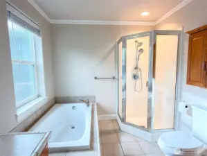 Luxuriate in the jetted tub and/or enjoy the convenience of the 2 head shower.