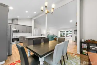 Looking back from the dining area, you can truly appreciate the space, natural light, and soaring volume of the great room.