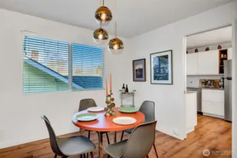 You can easily fit a dining table for 6 here.