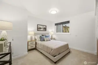 The room feels simple, calm, and comfortable.