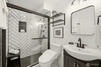 The bathroom features clean finishes and thoughtful design.