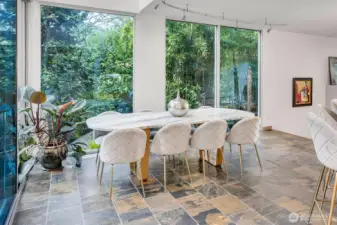 Walls of windows and skylights bring the outdoors in!