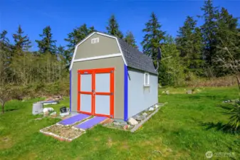 Front  Yard and front view of Tough Shed