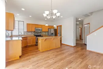 Stairway to upstairs on right side of picture