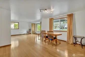 The spacious living and dining room is perfect for entertaining.