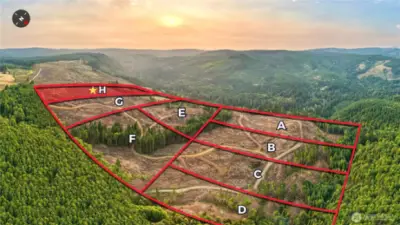 Overhead view with approximate boundaries in red.