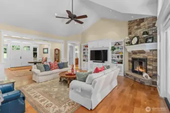 Wide plank hardwood floors run through most of the home.  Central vacuum for easy clean up.