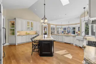 Back wall has 13' custom built-in hutch.  Granite countertops.