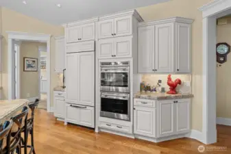 Subzero fridge and Wolf double oven.  There is also a large walk-in pantry around the corner.