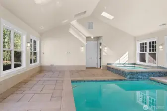 This space poolside would be perfect for TV and sitting area to watch the ball game.  Or set up exercise equipment to get a workout in before swimming laps!
