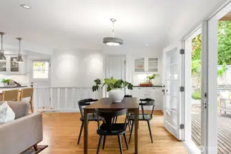 Double doors that lead to the deck.