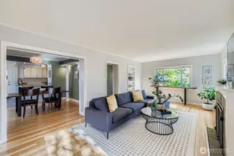 Inside, the open layout creates a natural flow from one space to the next.