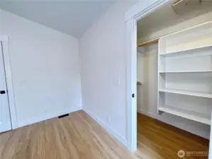 Primary bedroom closet, with brand new closet kit.