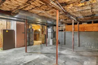 Unfinished basement are with new HVAC, new double water heater system, and LOTS of storage