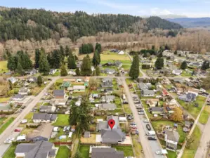 Aerial view of the downtown Orting area