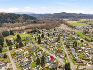 Aerial view of the downtown Orting area