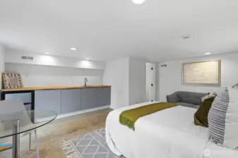 Lower level finished studio with bath