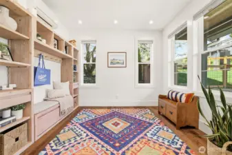 Spacious entry with custom built-ins