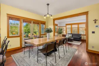 Another oversized room! Dining for a large group is easily accomplished here. Al Fresco dining close by through the French doors.