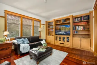 Quality craftsmanship can be seen everywhere in this home, the built in cabinetry in this room is exceptional.